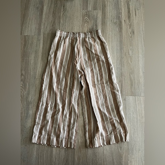 Madewell Women’s Smocked Huston Pull-On Crop Pants in Brown Stripe - Small - Picture 9 of 11